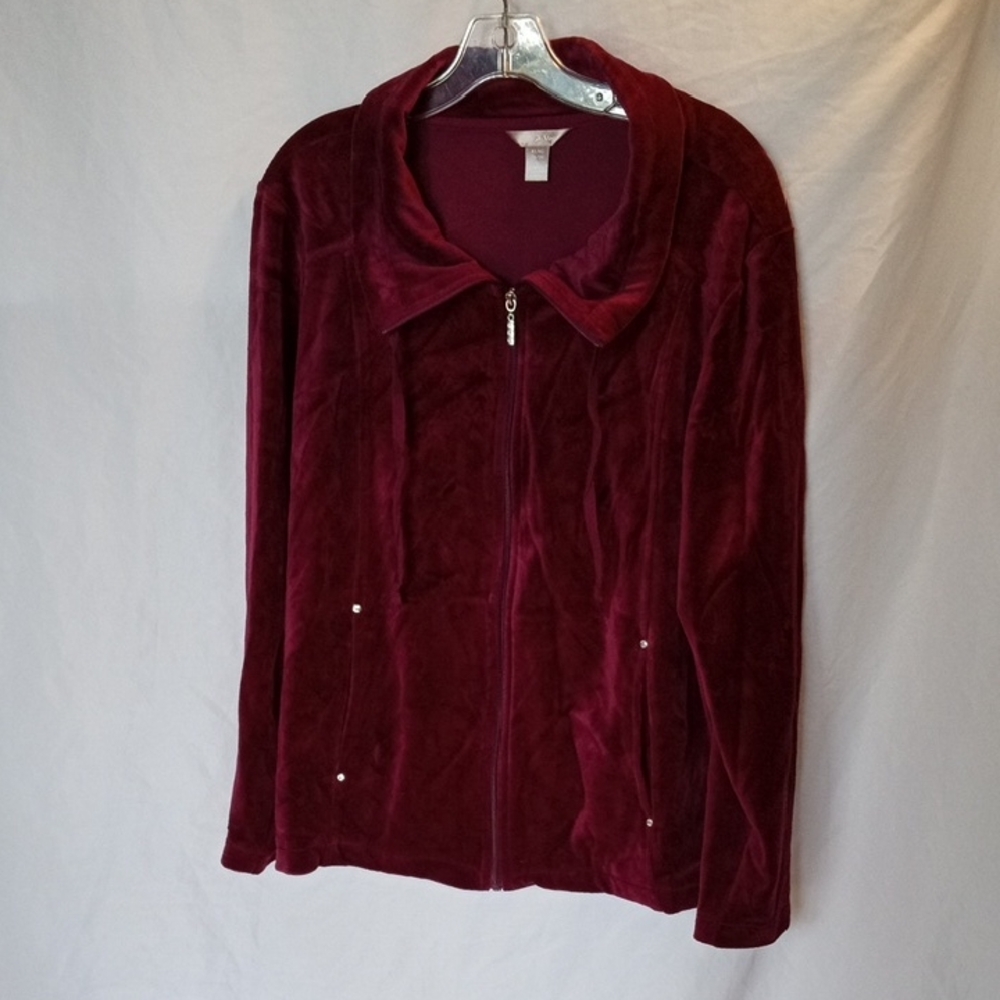 White Stag Deep Burgundy Velour Teddy Jacket